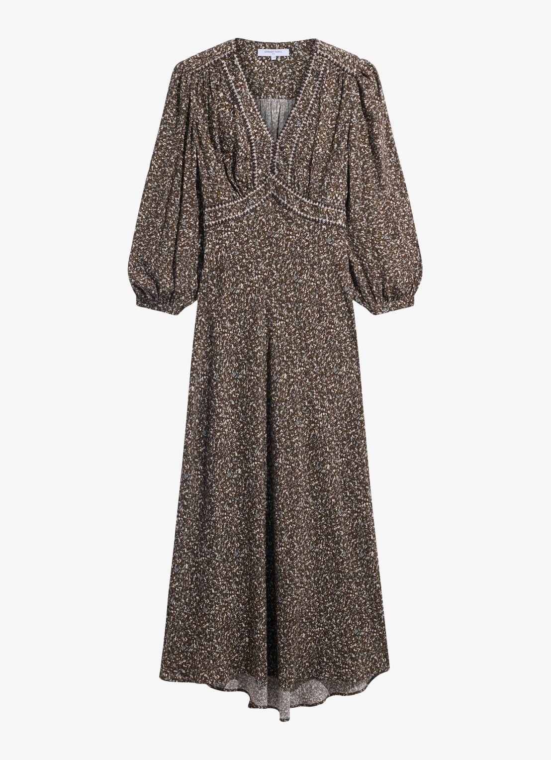 Gerard Darel Midi jurk met V-hals  - voorkant mosgroen