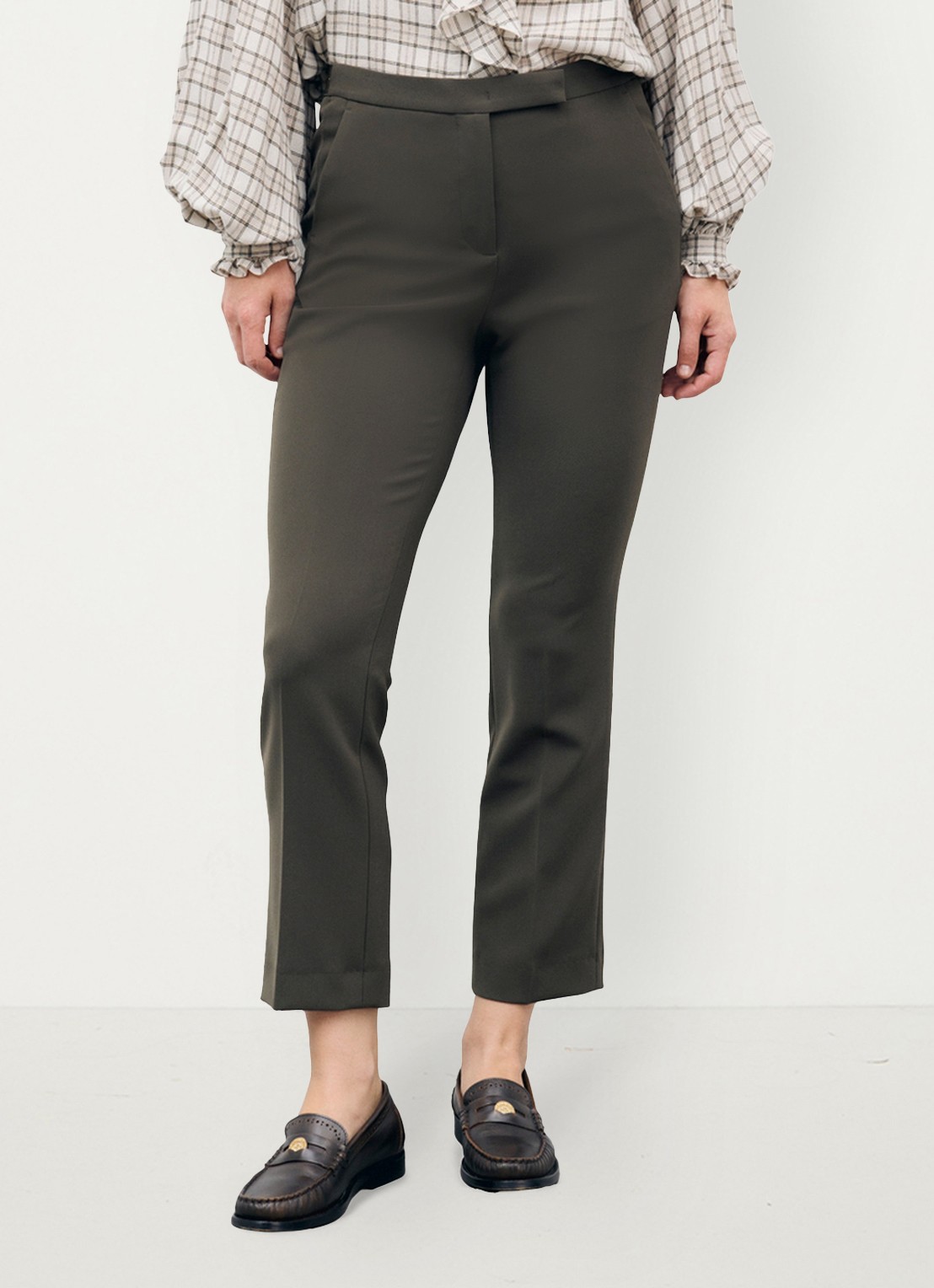 Gerard Darel Mie mid waist slim fit pantalon - detail mosgroen