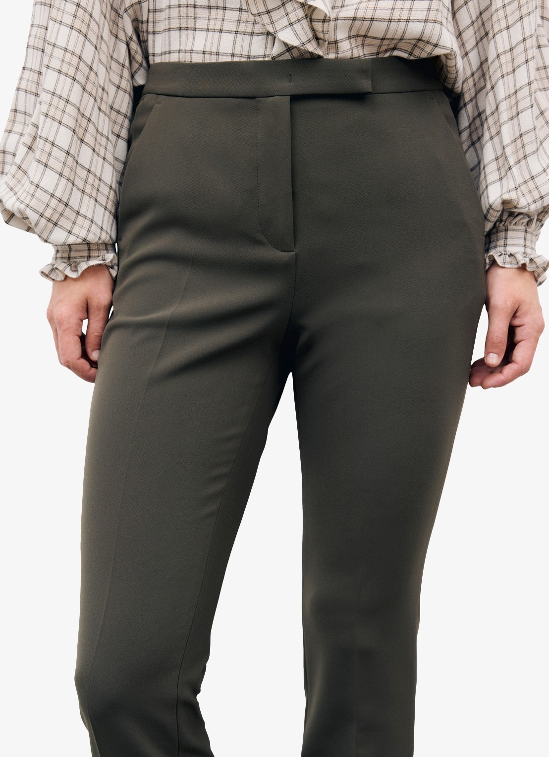 Gerard Darel Mie mid waist slim fit pantalon - detail 2 mosgroen