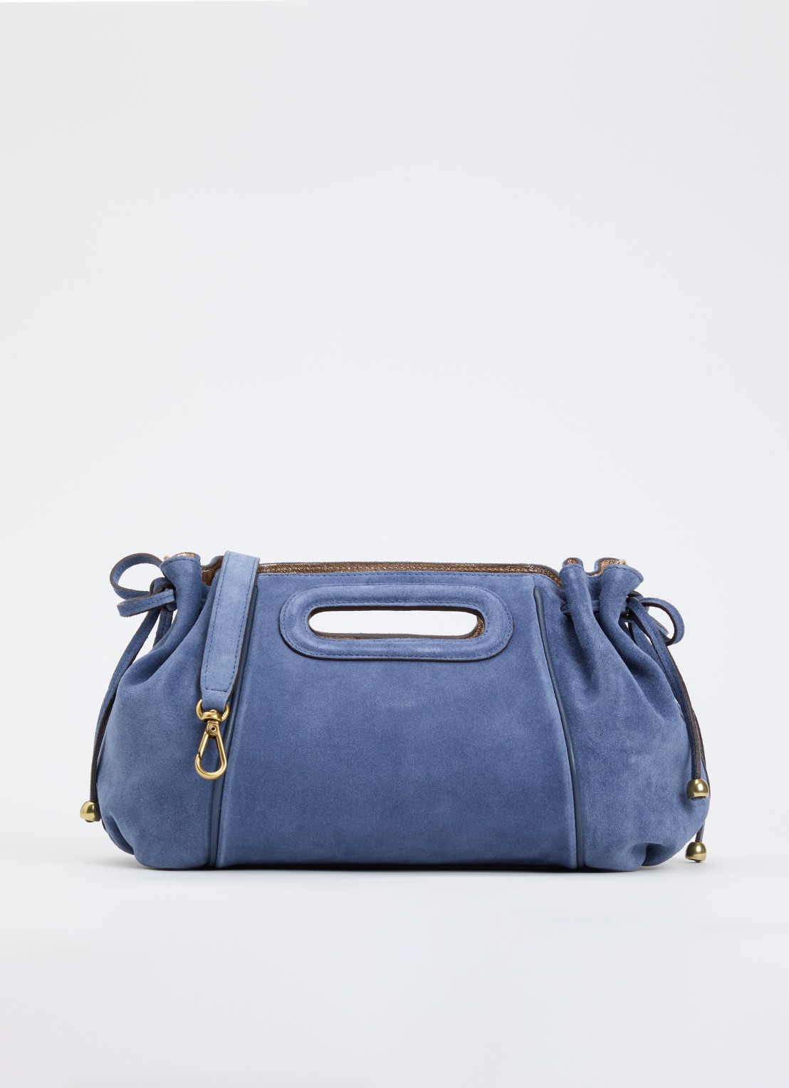 Gerard Darel Mini Dany schoudertas van suéde  - voorkant 5 blauwgrijs