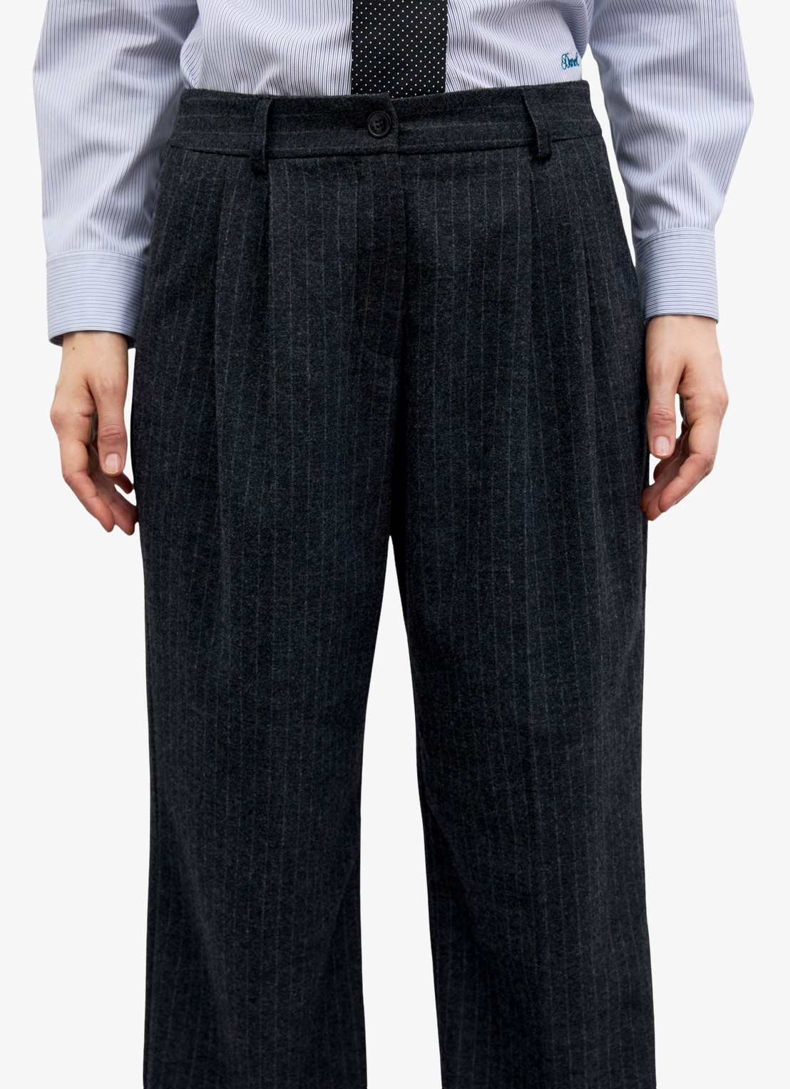 Gerard Darel Mini high waist straight leg pantalon in wolblend - detail antraciet