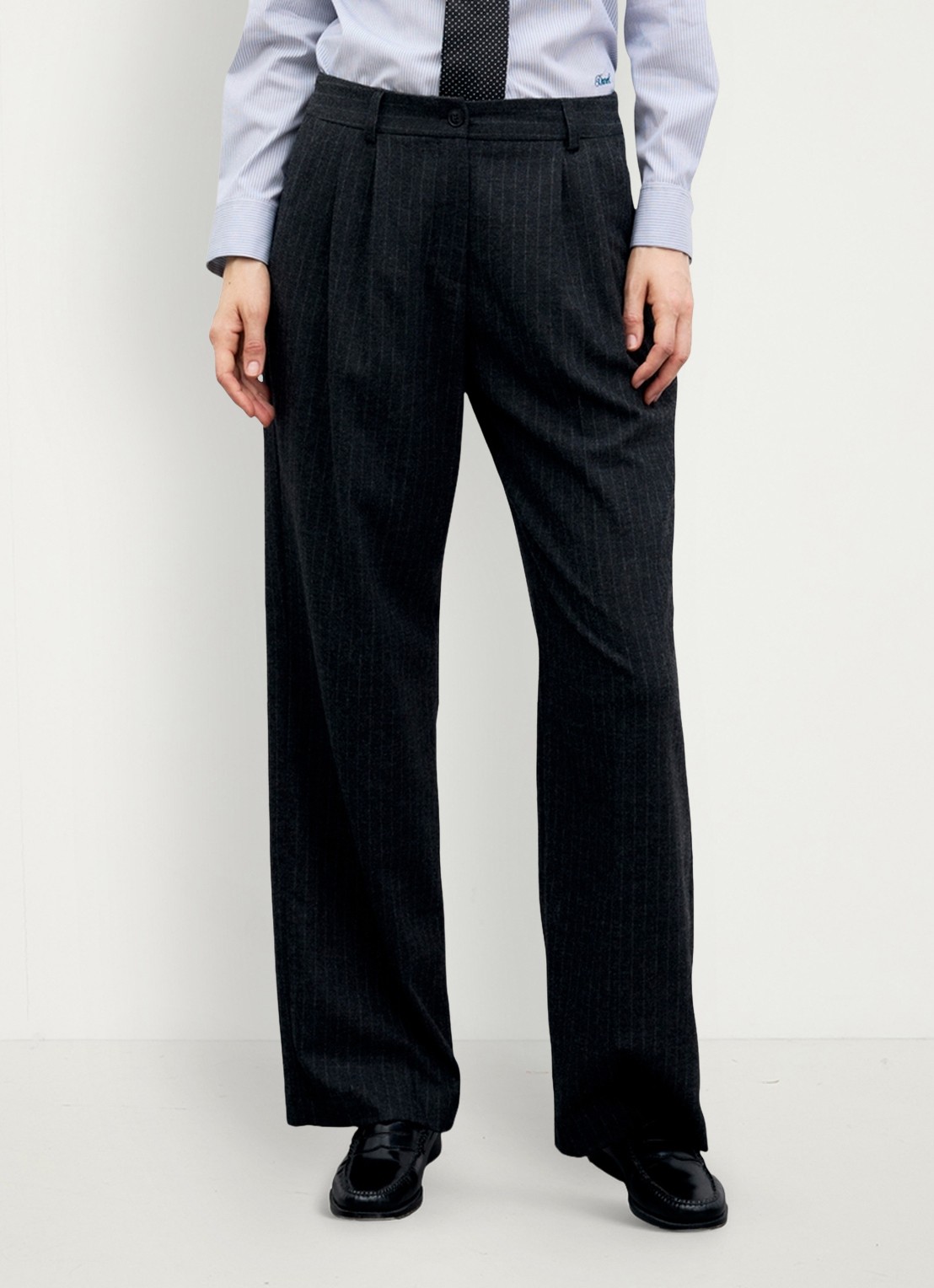 Gerard Darel Mini high waist straight leg pantalon in wolblend - detail 2 antraciet