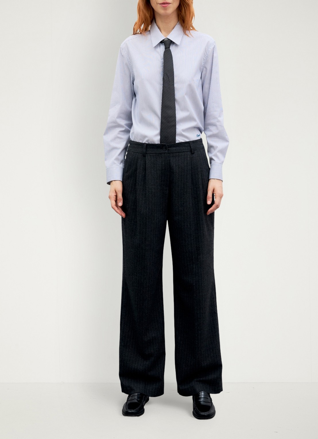 Gerard Darel Mini high waist straight leg pantalon in wolblend - voorkant 5 antraciet