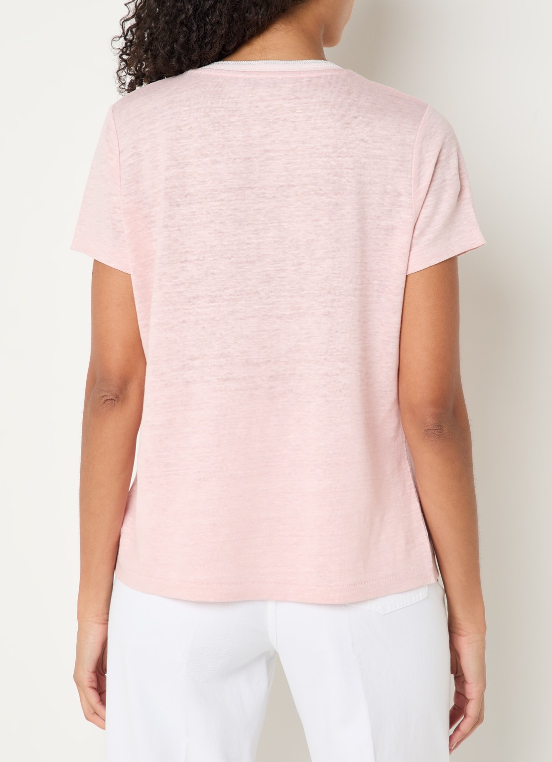 Gerard Darel Mirana T-shirt van linnen met lurex  - achterkant 2 lichtroze
