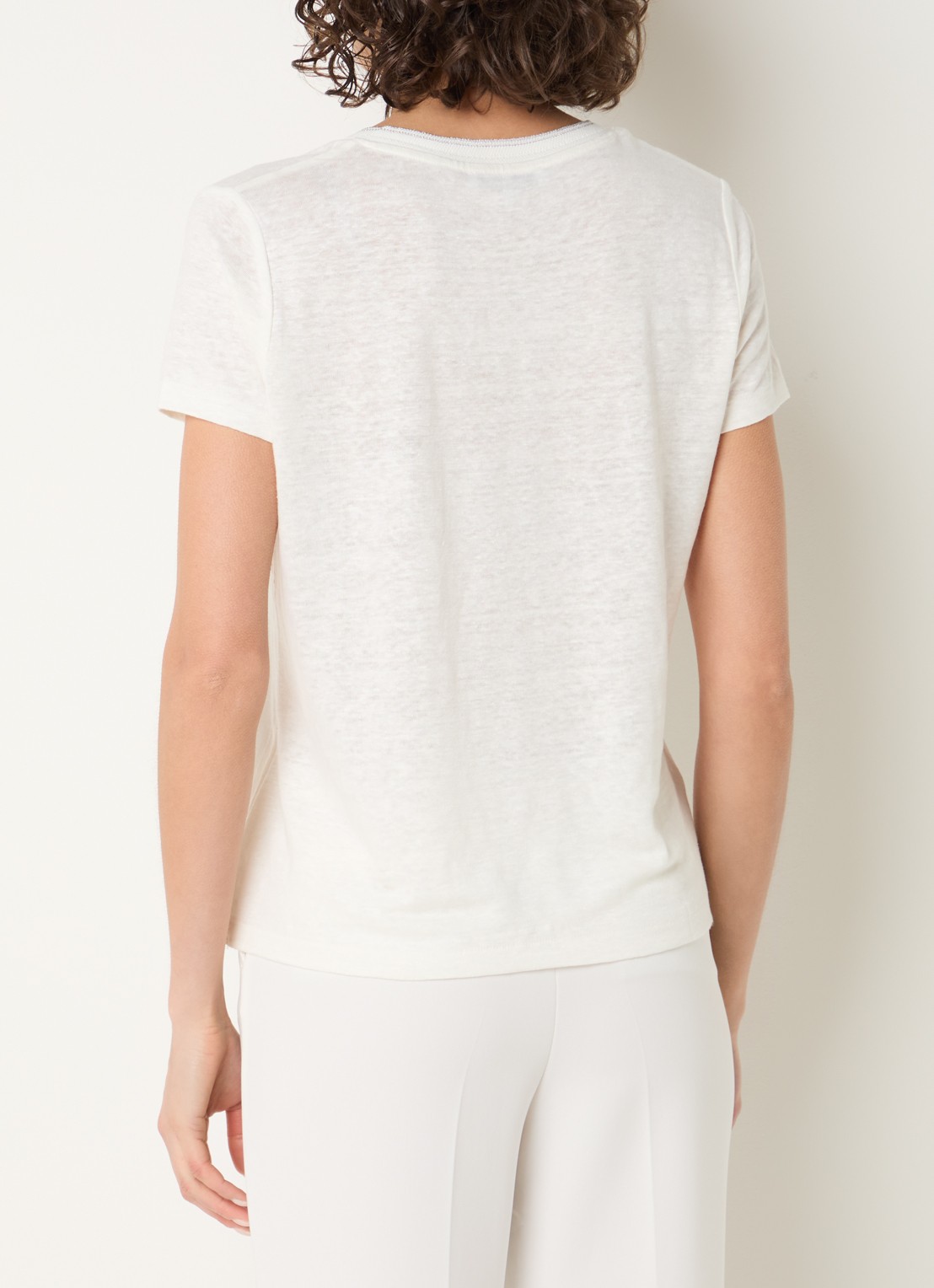 Gerard Darel Mirana T-shirt van linnen met lurex  - achterkant gebroken wit