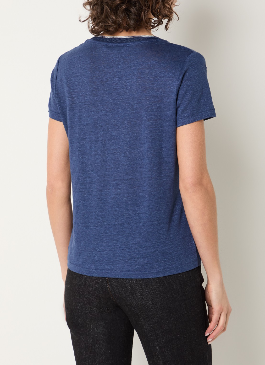 Gerard Darel Mirana T-shirt van linnen met lurex  - achterkant 2 indigo