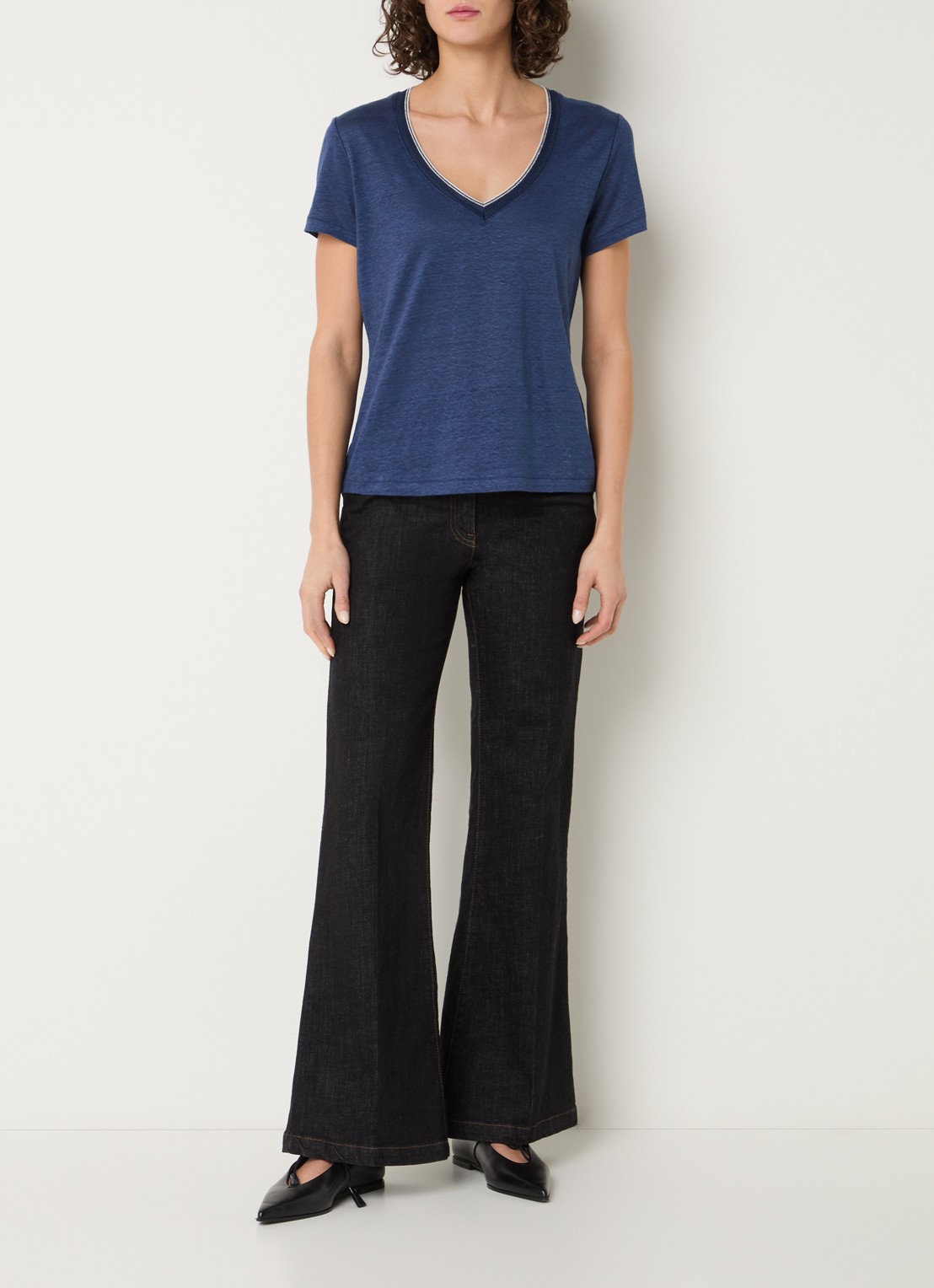 Gerard Darel Mirana T-shirt van linnen met lurex  - voorkant 4 indigo