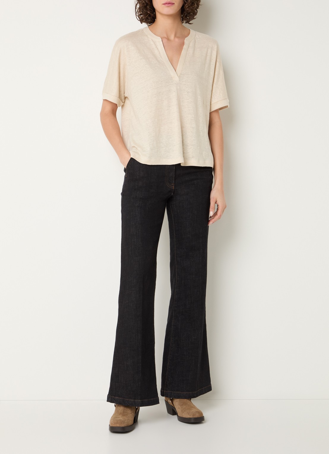 Gerard Darel Mirora T-shirt van linnen - voorkant 4 creme