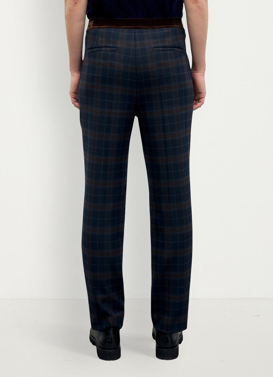 Gerard Darel Misa pantalon in wolblend met ruit dessin - achterkant blauw