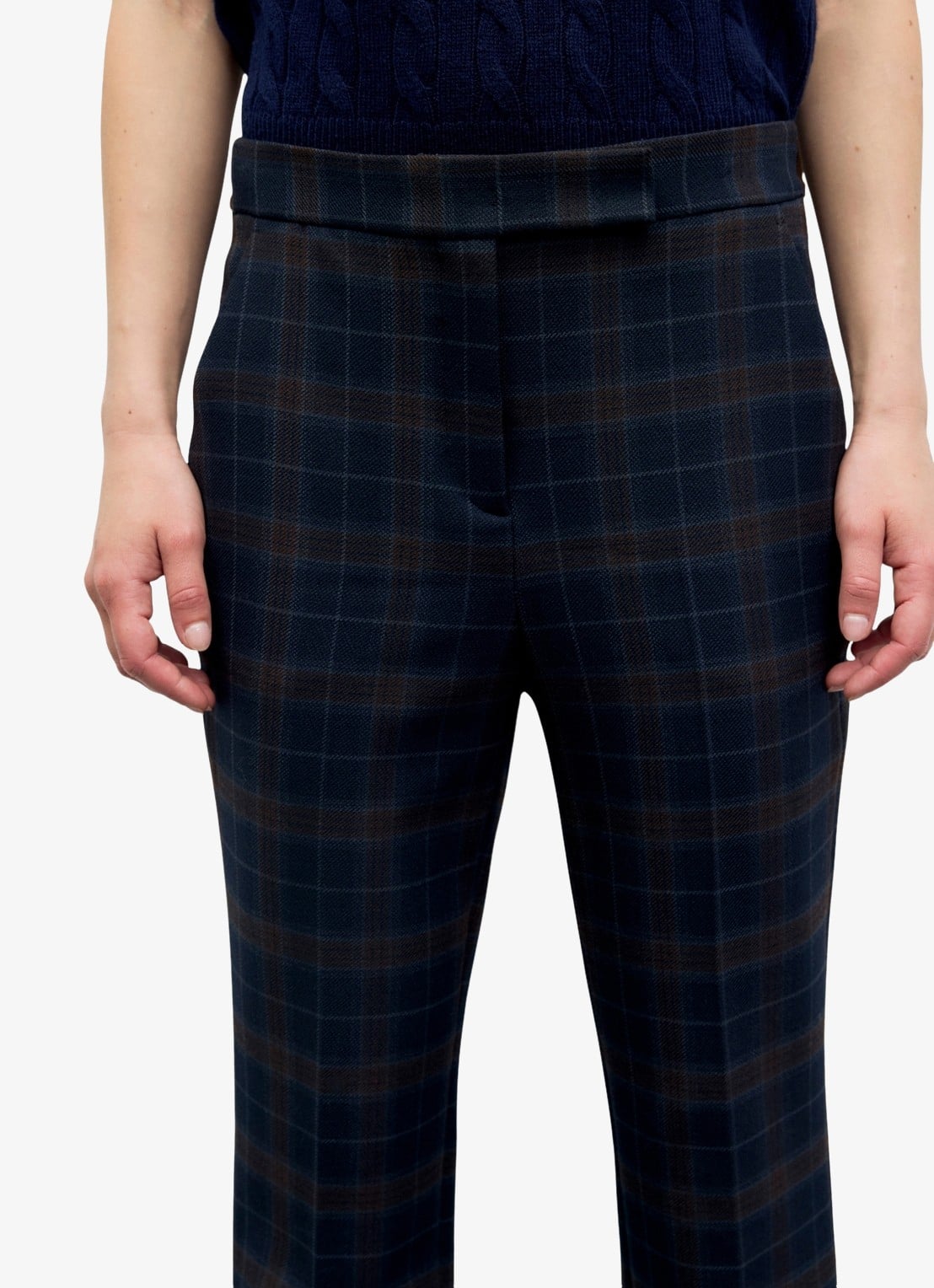 Gerard Darel Misa pantalon in wolblend met ruit dessin - detail 2 blauw