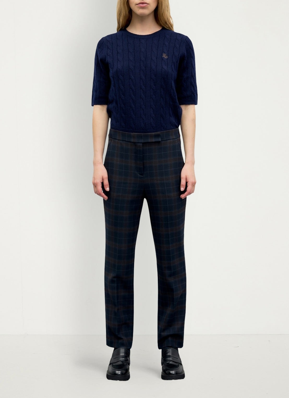 Gerard Darel Misa pantalon in wolblend met ruit dessin - voorkant 5 blauw