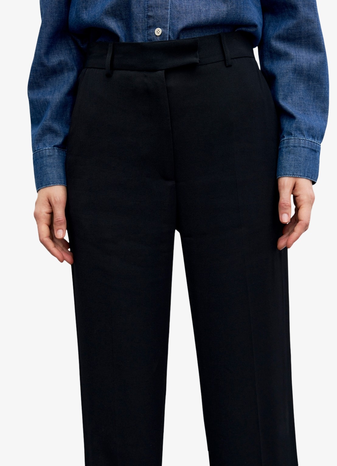 Gerard Darel Mona mid waist straight fit pantalon - detail 2 zwart