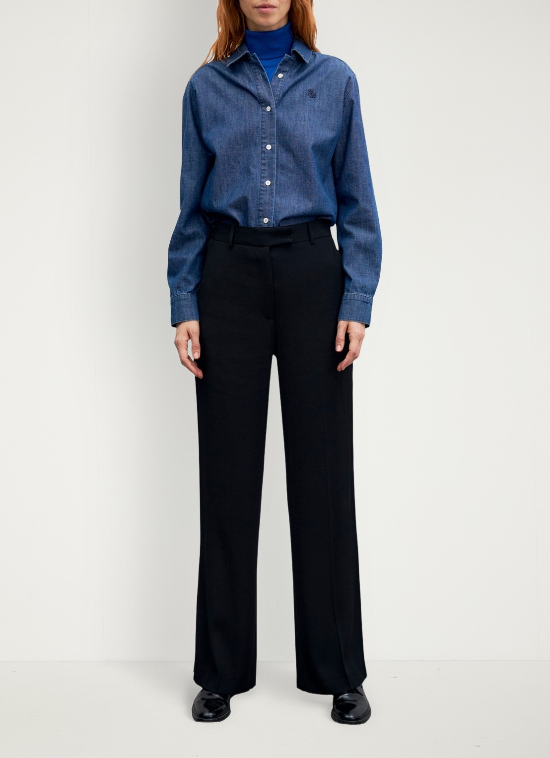 Gerard Darel Mona mid waist straight fit pantalon - voorkant 4 zwart