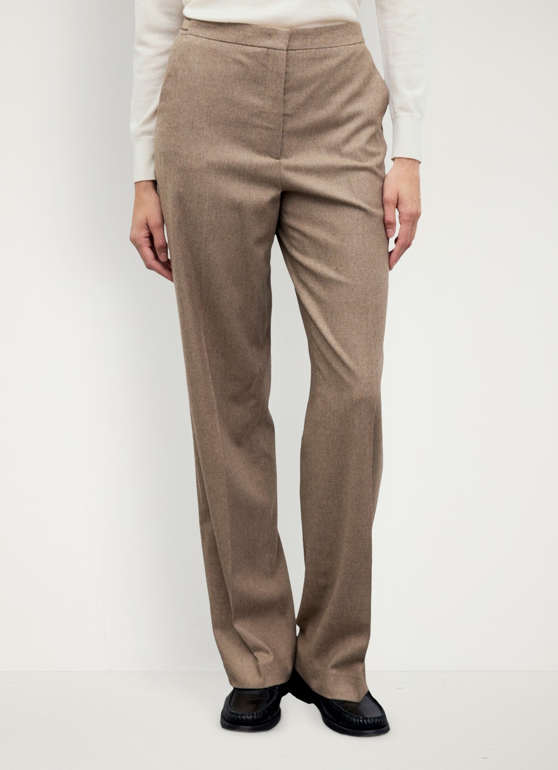 Gerard Darel Muna mid waist slim fit pantalon van flanel  - detail 2 zand