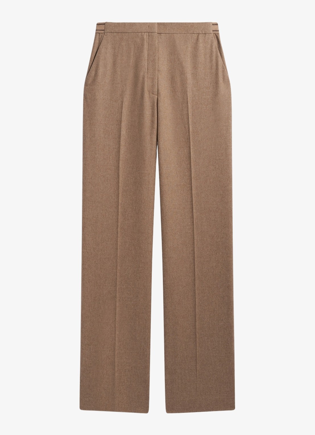 Gerard Darel Muna mid waist slim fit pantalon van flanel  - voorkant 4 zand
