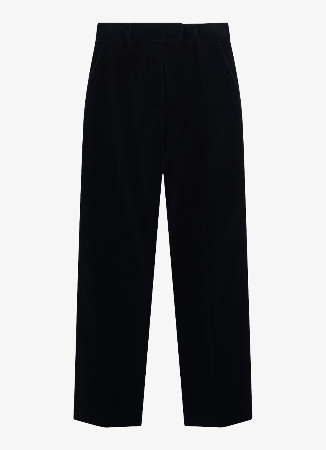 Gerard Darel Mya high waist wide leg pantalon van fluweel - voorkant 4 groen