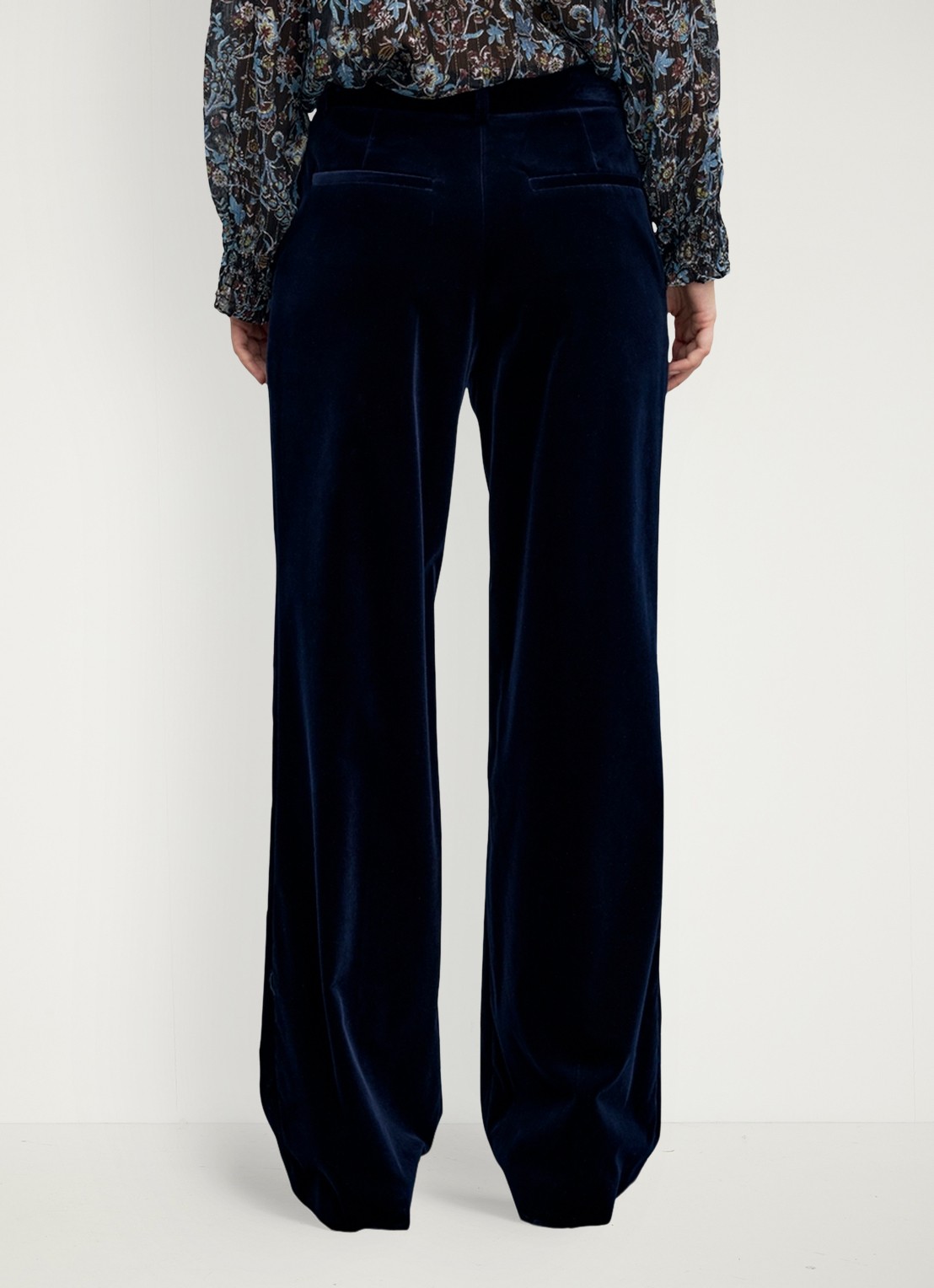 Gerard Darel Mya high waist wide leg pantalon van fluweel - achterkant 5 blauw