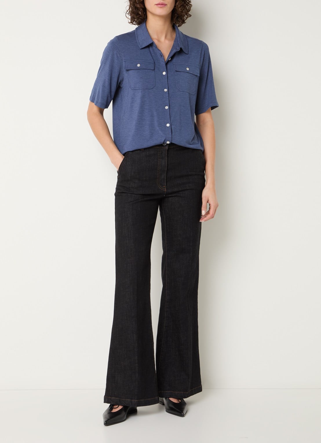 Gerard Darel Myla blouse met borstzakken - voorkant 4 indigo