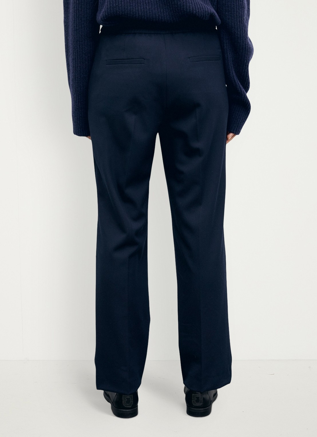 Gerard Darel Myra high waist straight leg pantalon met strikceintuur - achterkant 5 blauw