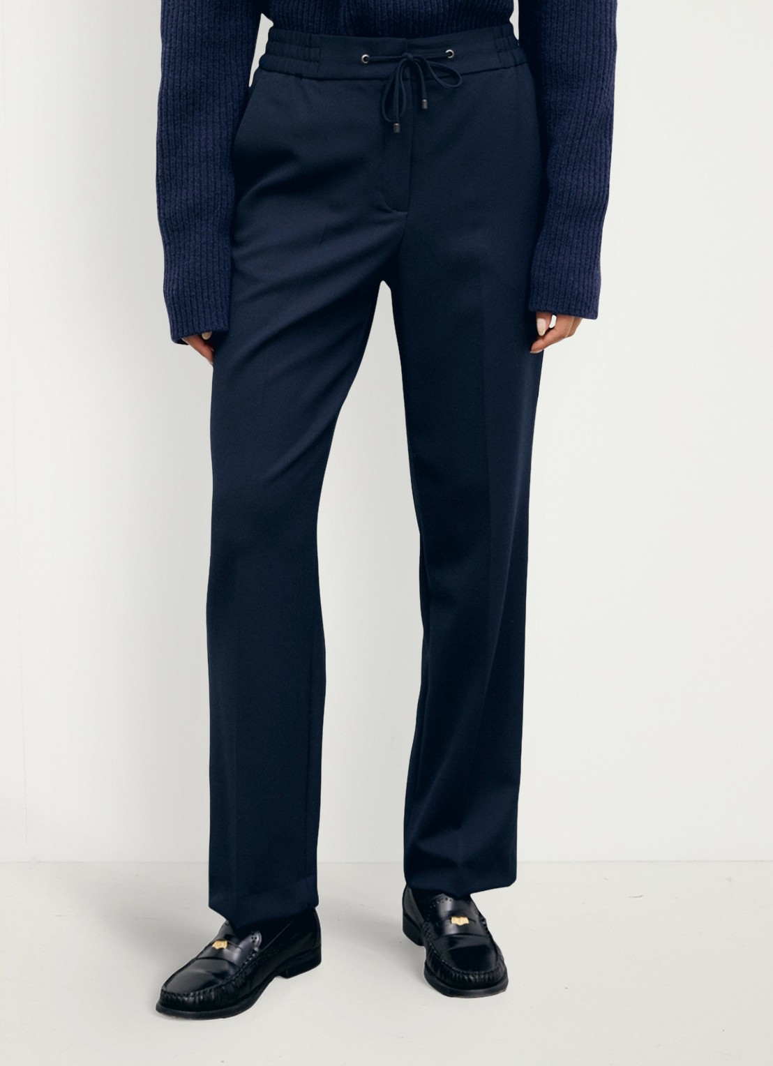 Gerard Darel Myra high waist straight leg pantalon met strikceintuur - detail blauw