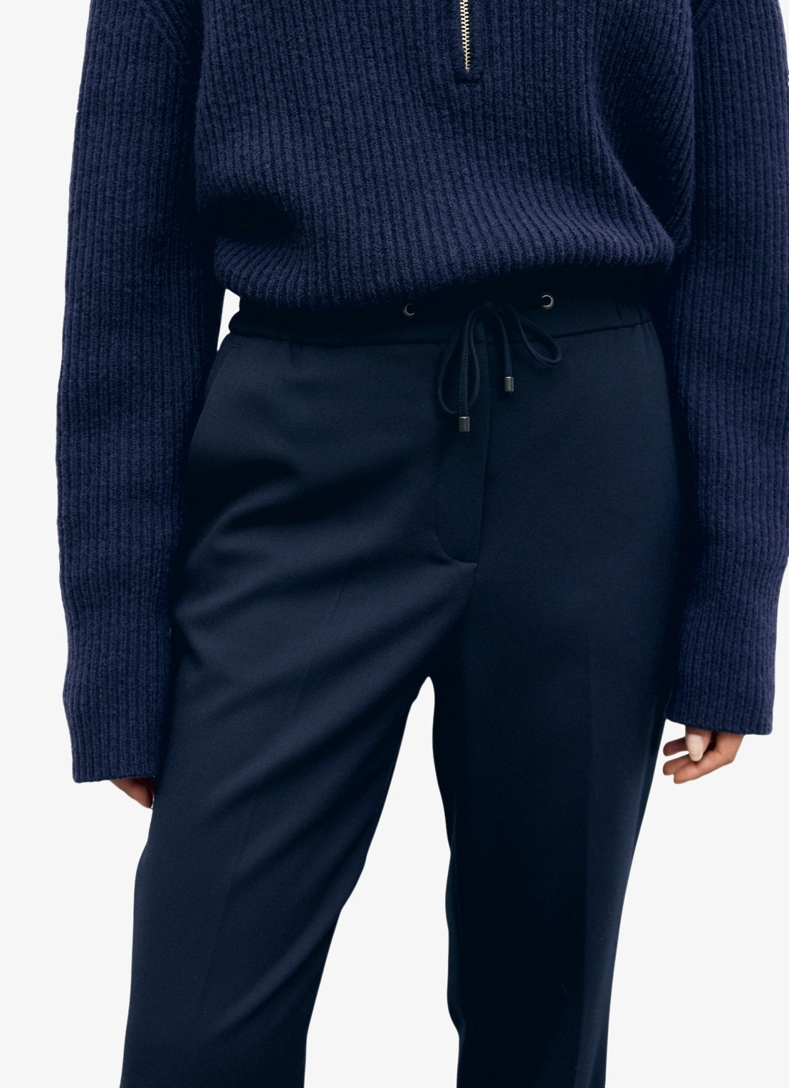 Gerard Darel Myra high waist straight leg pantalon met strikceintuur - detail 2 blauw