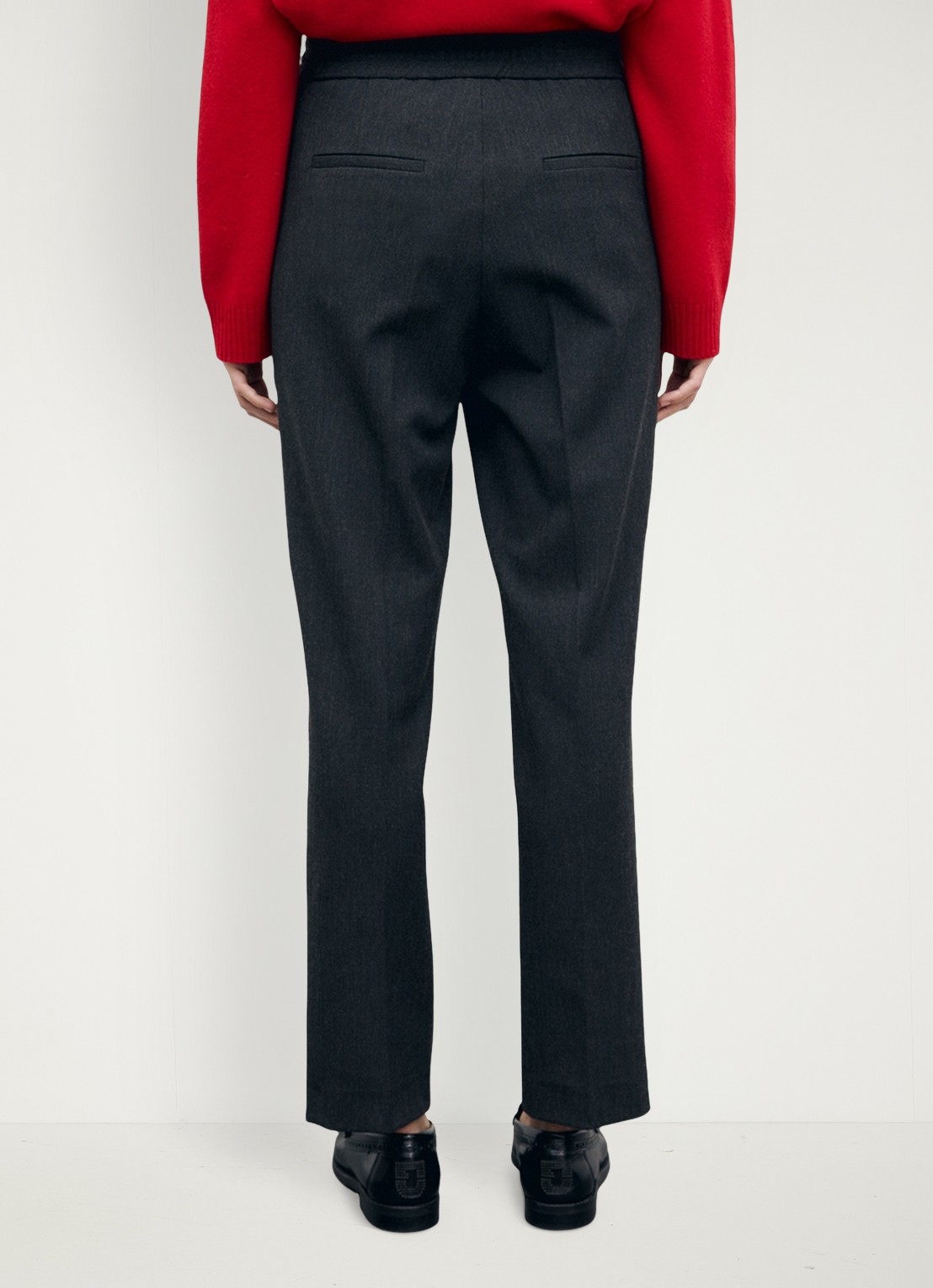 Gerard Darel Myra high waist straight leg pantalon met strikceintuur - achterkant 5 donkergrijs