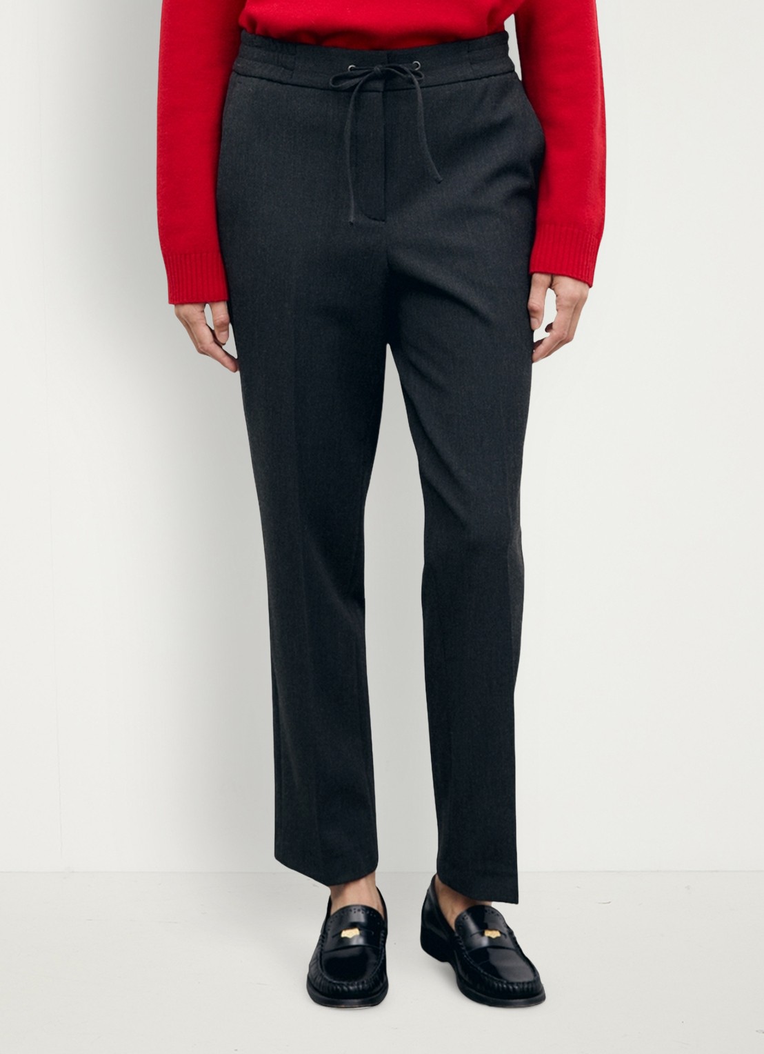 Gerard Darel Myra high waist straight leg pantalon met strikceintuur - detail 3 donkergrijs