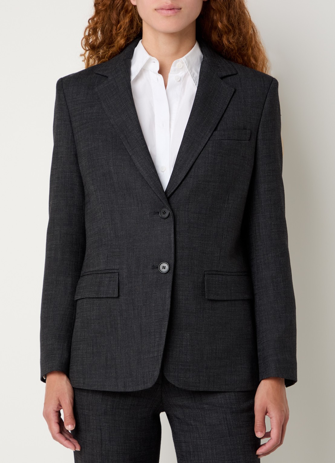 Gerard Darel Nael blazer met schoudervulling en klepzakken - detail antraciet