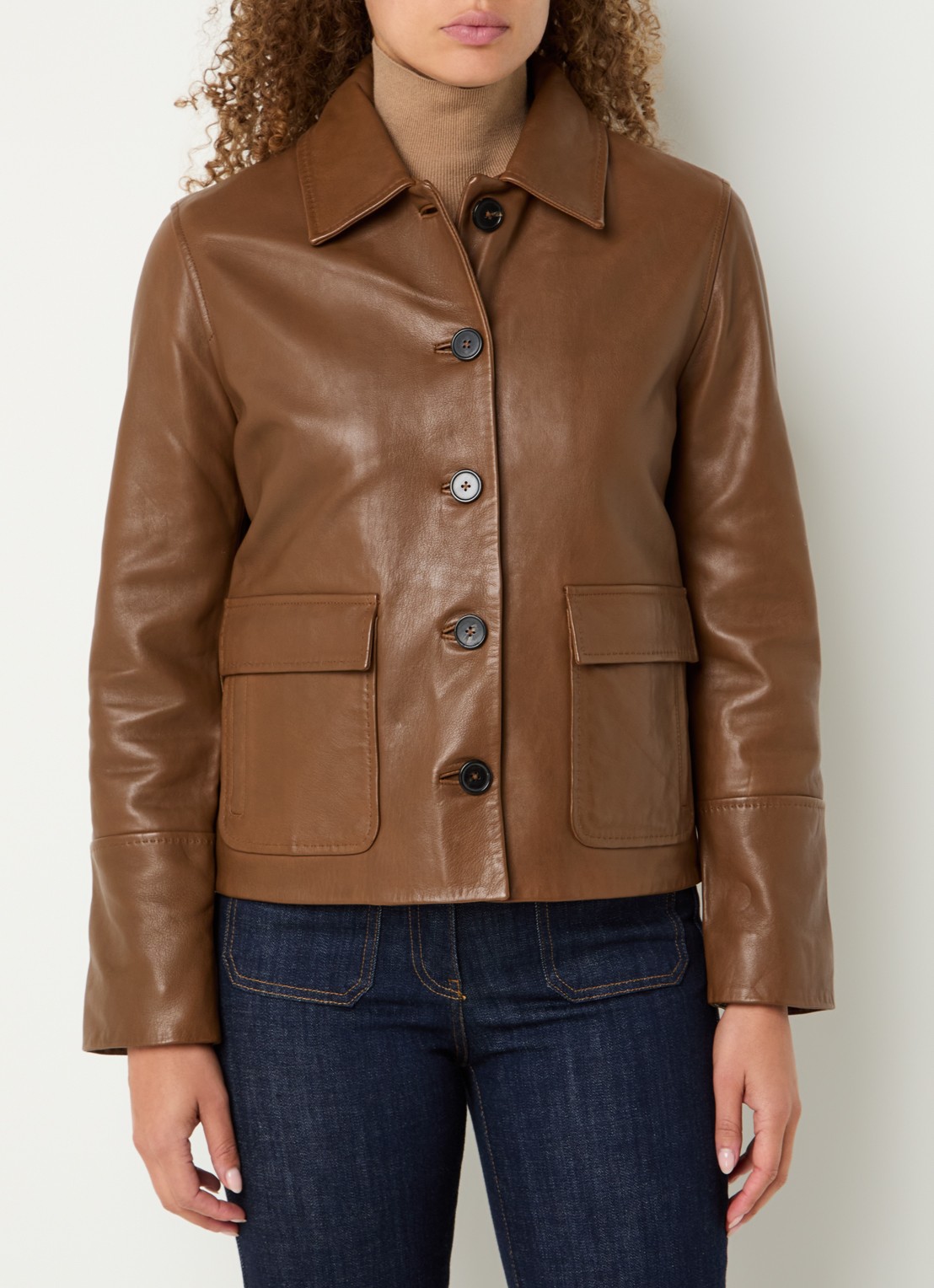 Gerard Darel Naima jack van lamsleer met klepzakken - detail 4 bruin