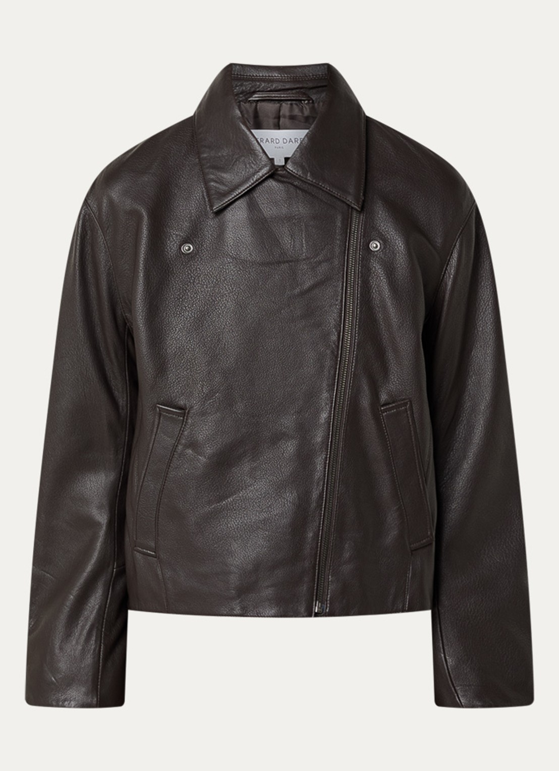 Gerard Darel Nina bikerjack van schapenleer met steekzakken - voorkant donkerbruin