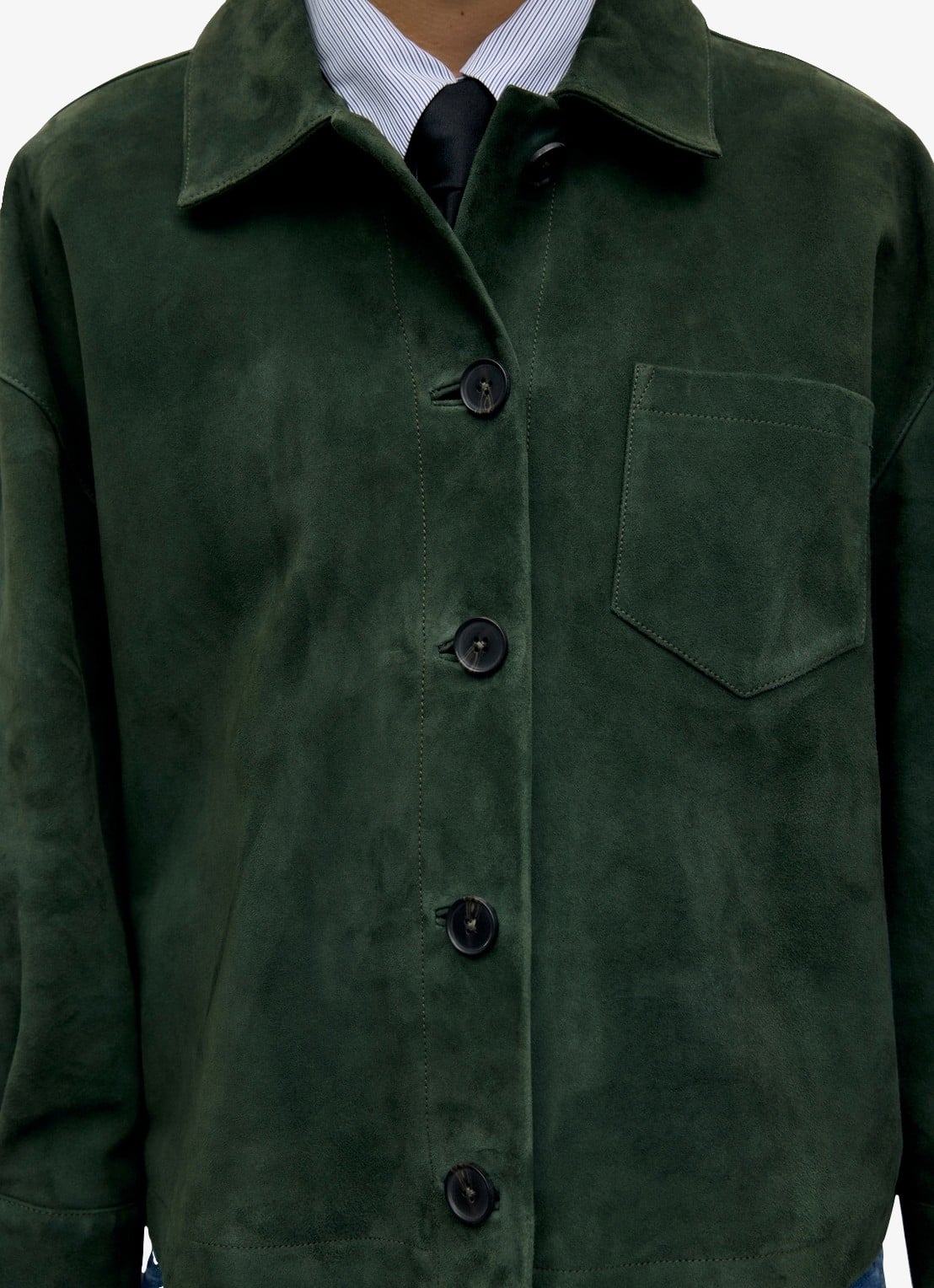 Gerard Darel Pia overshirt van suède - detail 4 donkergroen