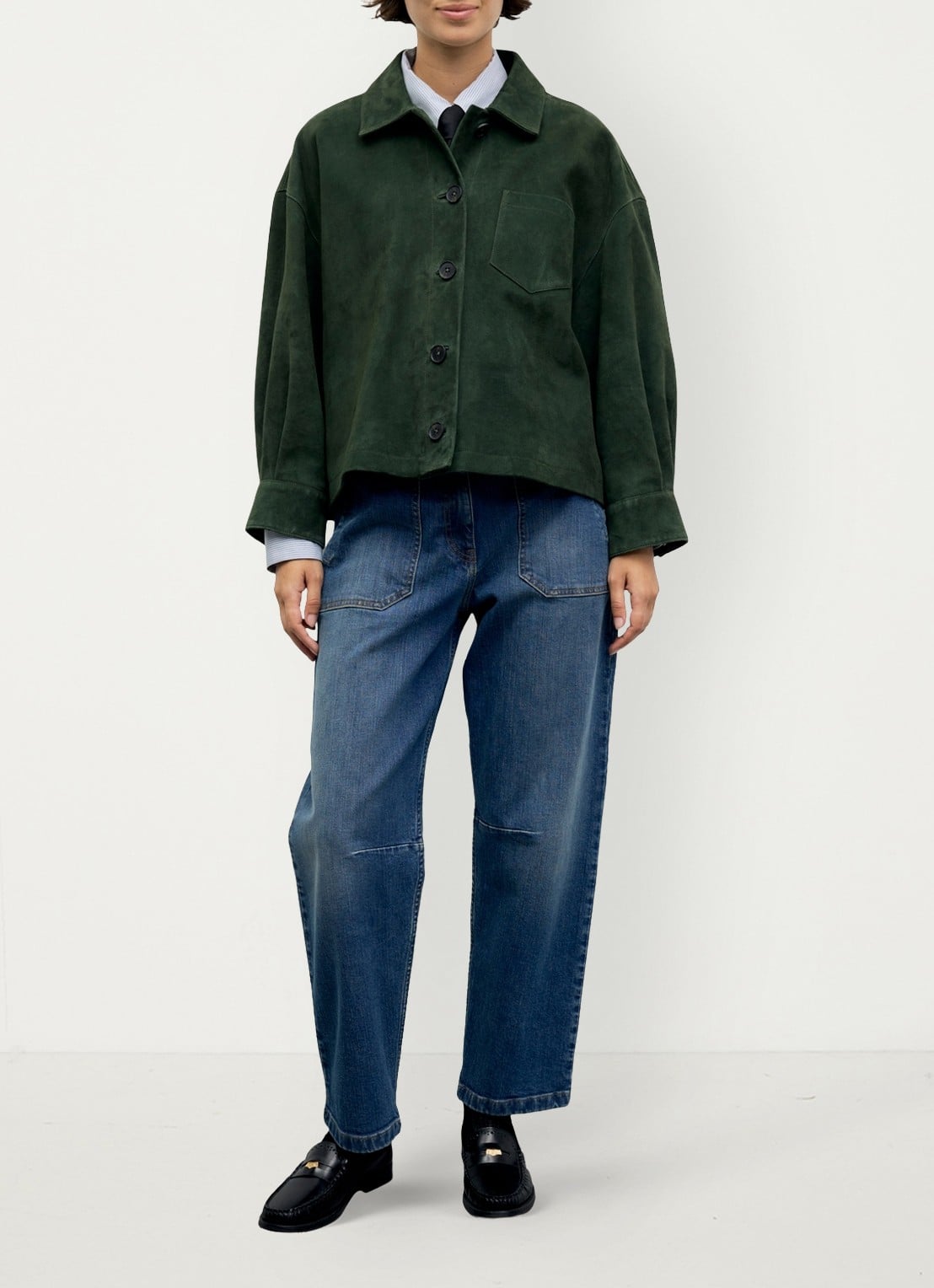 Gerard Darel Pia overshirt van suède - detail 5 donkergroen