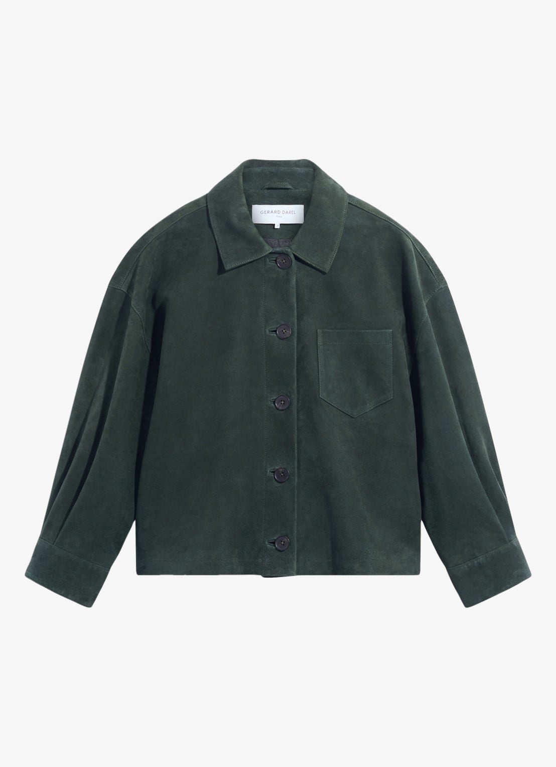 Gerard Darel Pia overshirt van suède - voorkant donkergroen