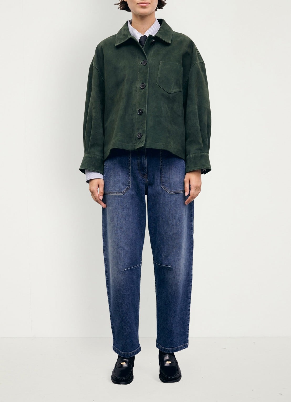 Gerard Darel Pia overshirt van suède - voorkant 2 donkergroen