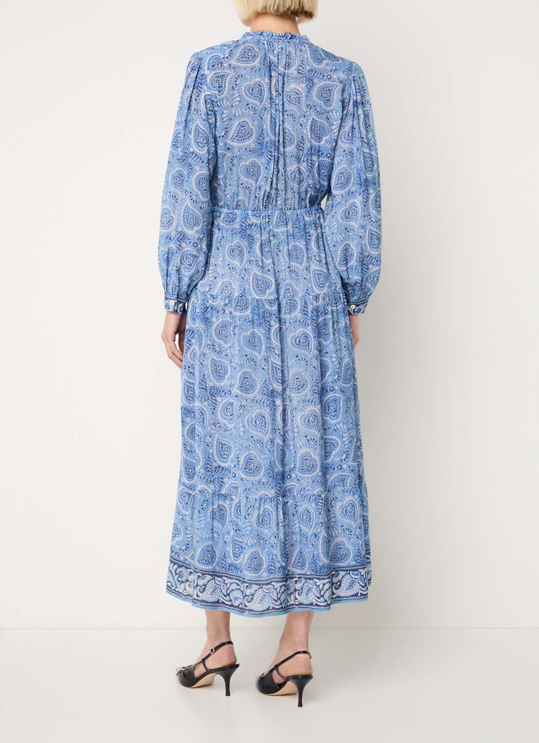 Gerard Darel Piana midi tuniekjurk met paisley dessin - achterkant 3 blauw