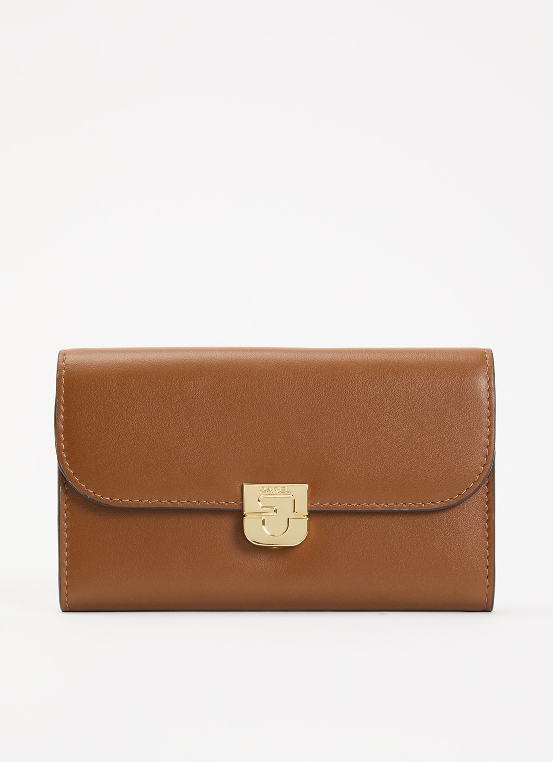 Gerard Darel Portemonnee van leer met logo - voorkant 2 cognac
