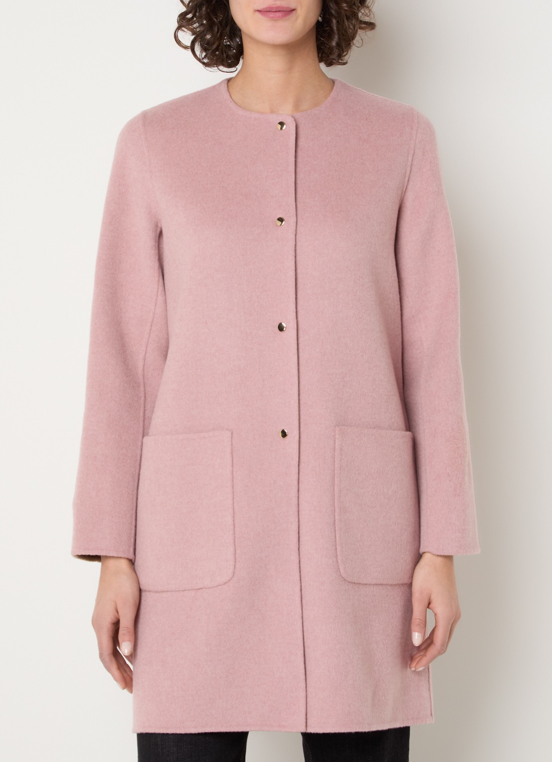 Gerard Darel Precilia reversible mantel van wol - detail 4 lichtroze