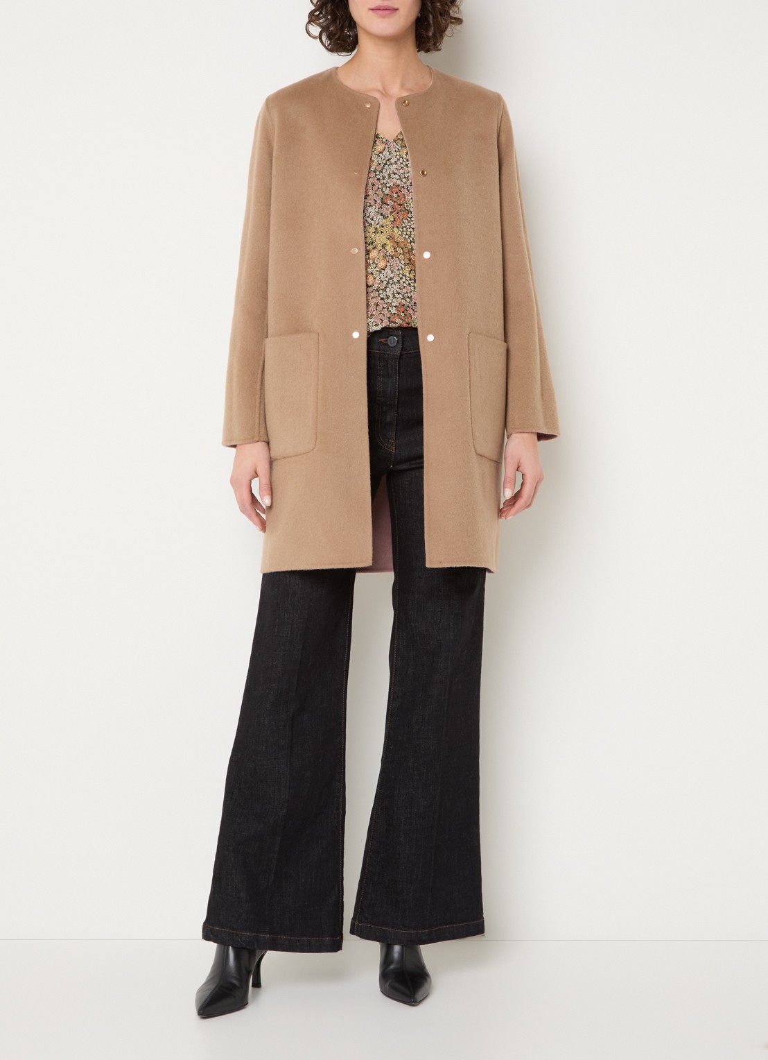 Gerard Darel Precilia reversible mantel van wol - voorkant 2 lichtroze