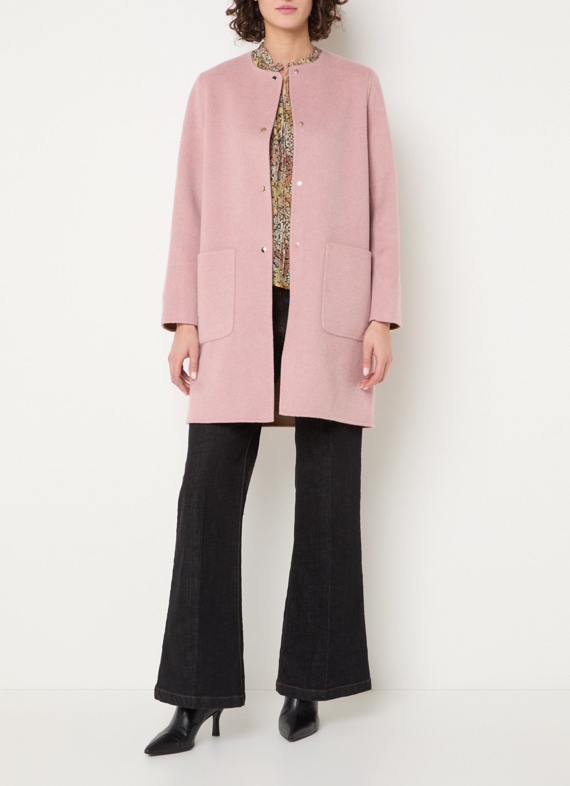 Gerard Darel Precilia reversible mantel van wol - voorkant 3 lichtroze