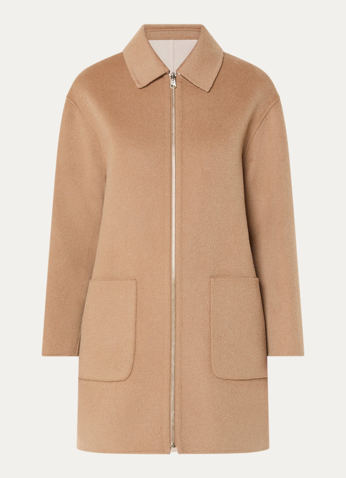 Gerard Darel Prisca mantel van wol met opgestikte zakken - voorkant 2 camel