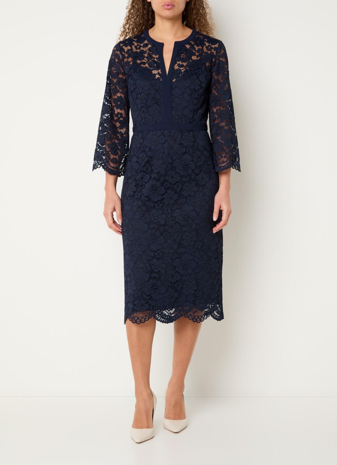 Gerard Darel Radia midi jurk van kant - detail 4 donkerblauw
