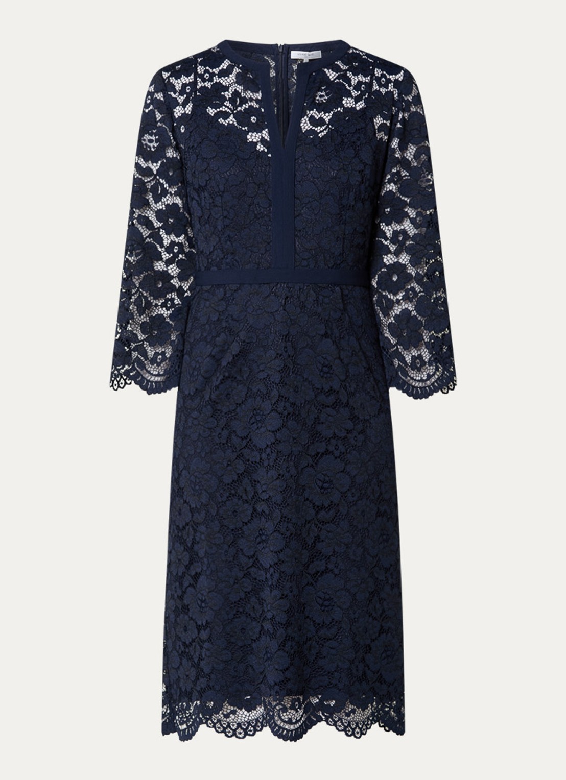Gerard Darel Radia midi jurk van kant - voorkant 2 donkerblauw