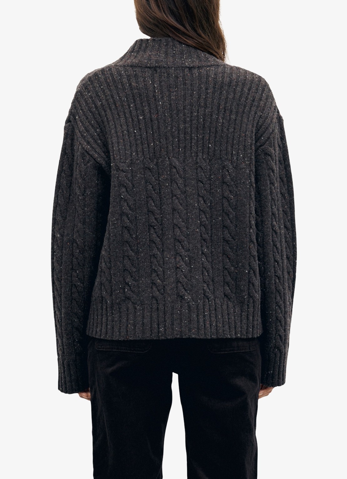 Gerard Darel Rafa kabelgebreid vest van merino wol - achterkant 5 bruin
