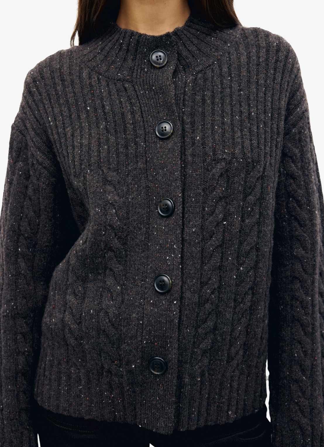 Gerard Darel Rafa kabelgebreid vest van merino wol - detail 2 bruin