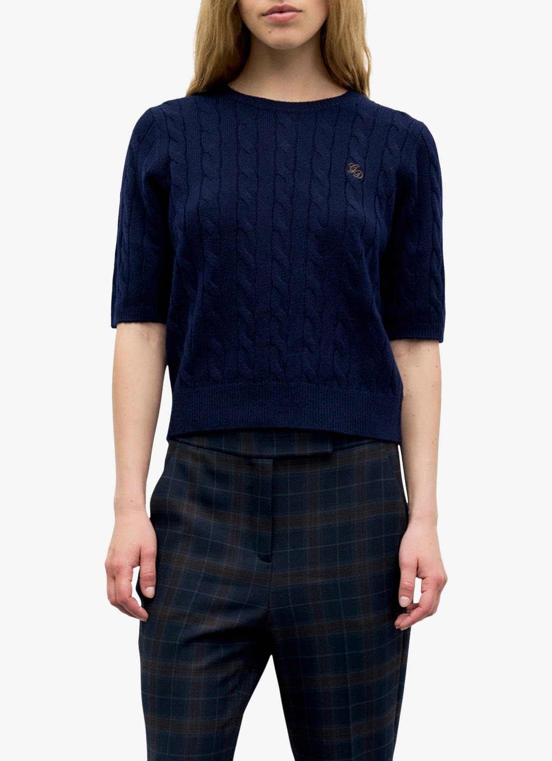 Gerard Darel Raisa kabelgebreide trui in kasjmierblend - detail 2 donkerblauw