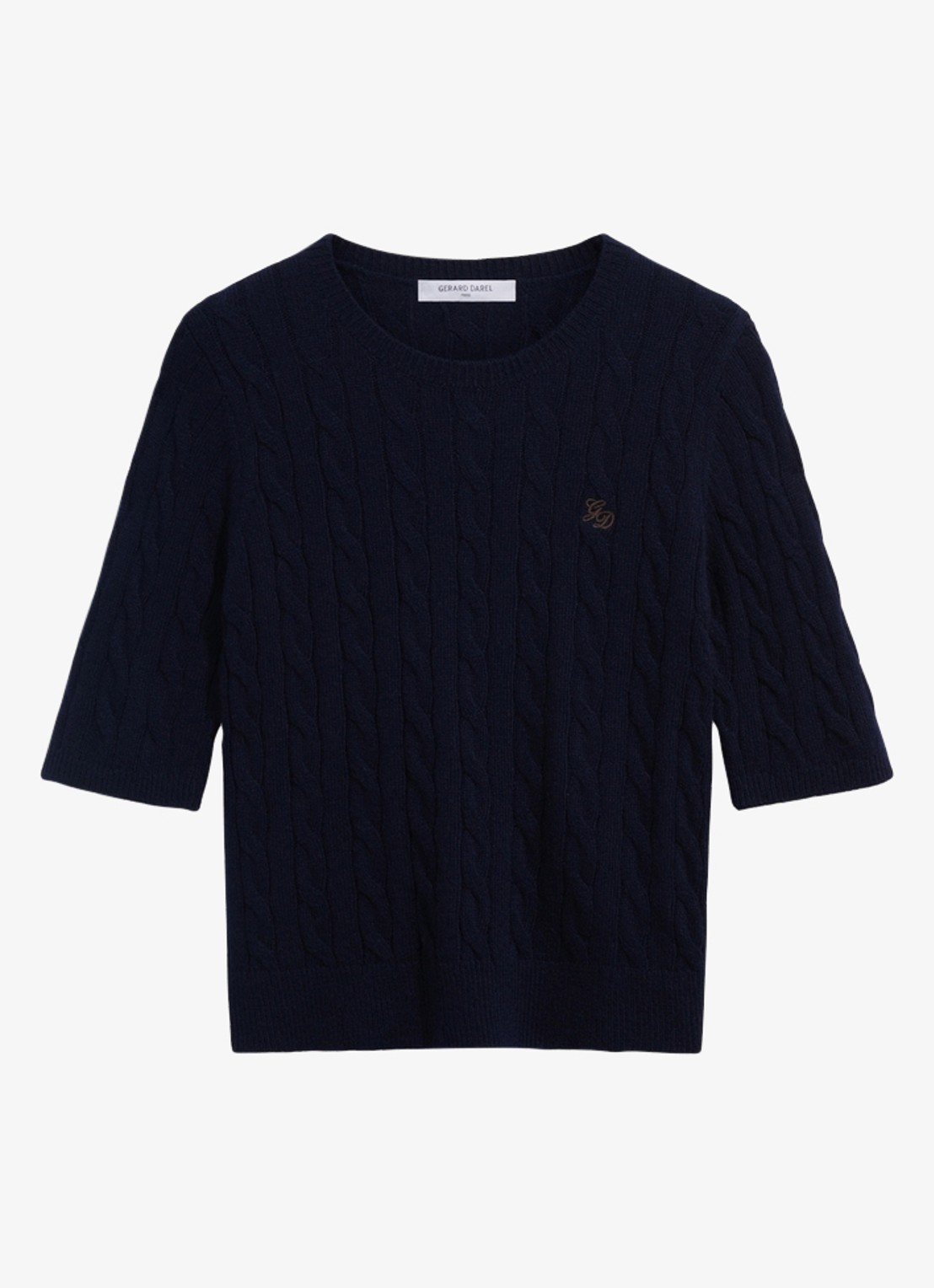 Gerard Darel Raisa kabelgebreide trui in kasjmierblend - voorkant 4 donkerblauw
