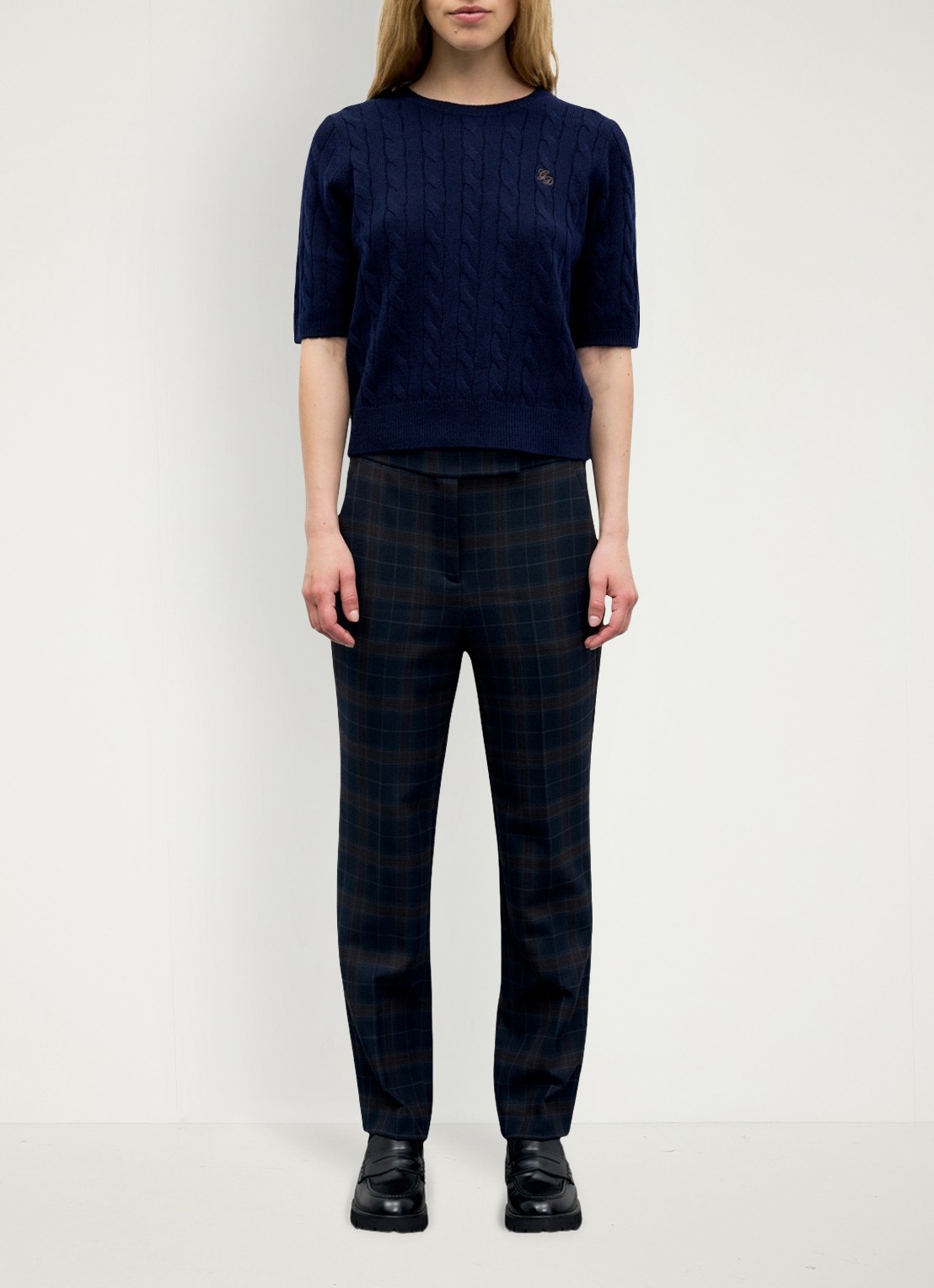 Gerard Darel Raisa kabelgebreide trui in kasjmierblend - voorkant 5 donkerblauw