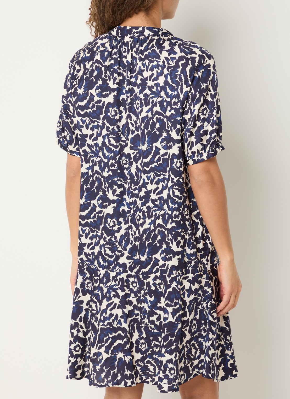 Gerard Darel Raliah mini tuniekjurk met bloemenprint - achterkant 4 donkerblauw
