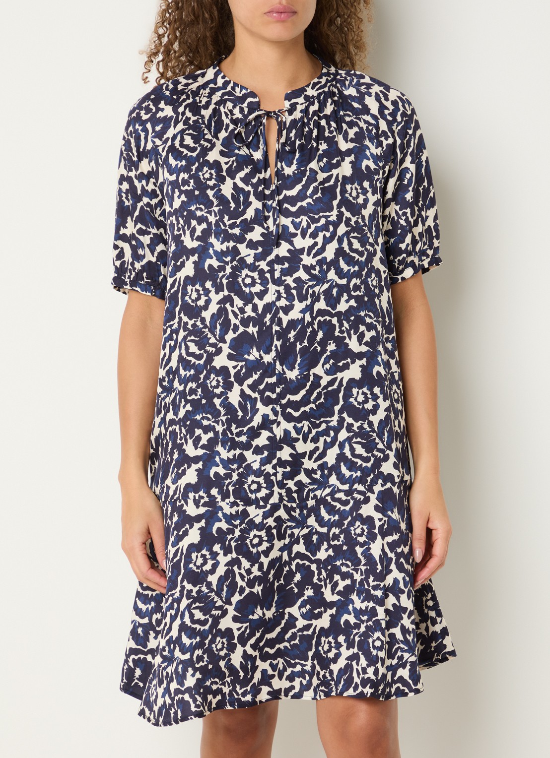 Gerard Darel Raliah mini tuniekjurk met bloemenprint - detail 3 donkerblauw