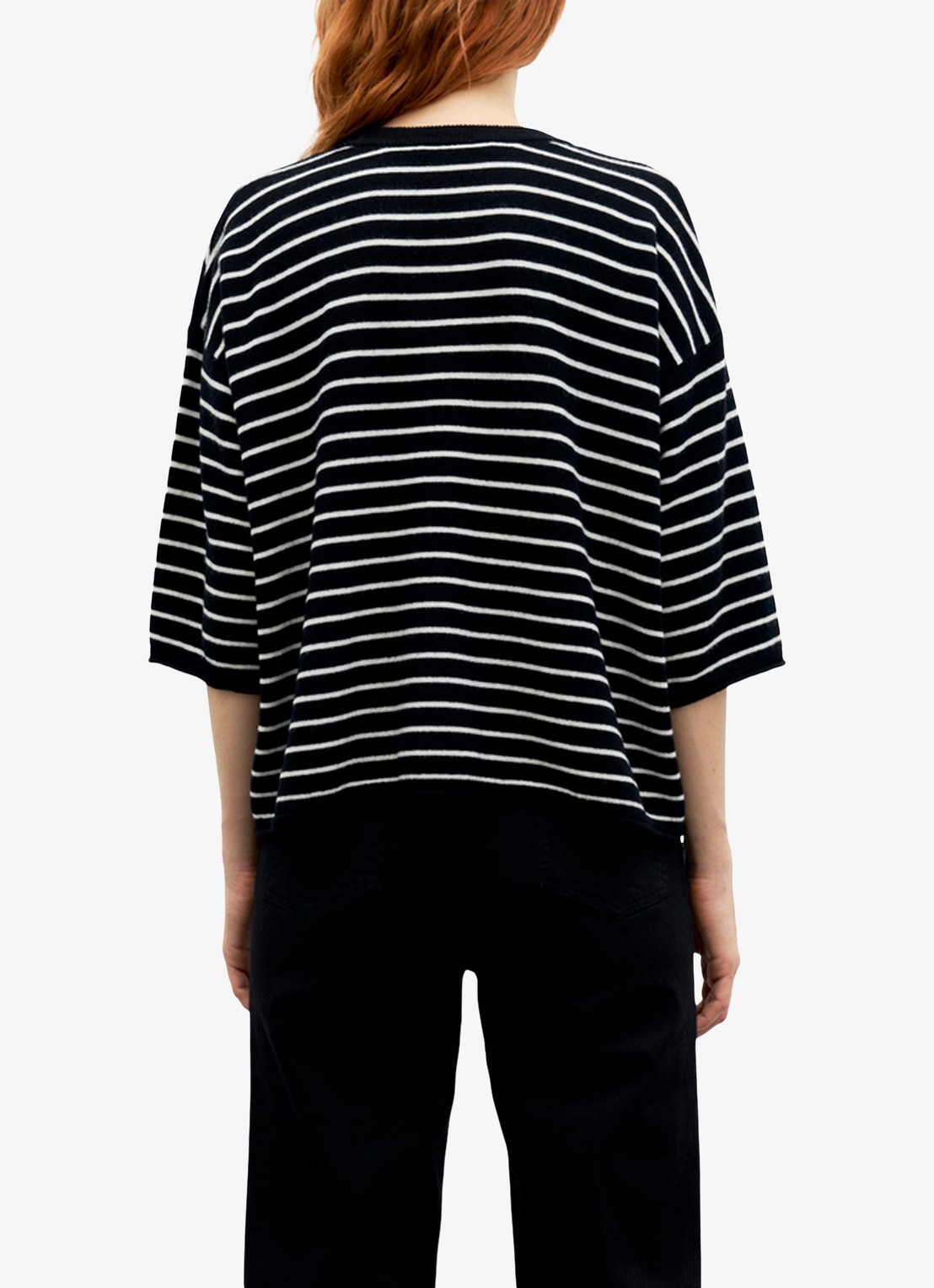 Gerard Darel Raya top van wol met streepprint - achterkant 5 zwart